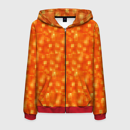 Мужская толстовка на молнии Лава Майнкрафт / 3D-Красный – фото 1