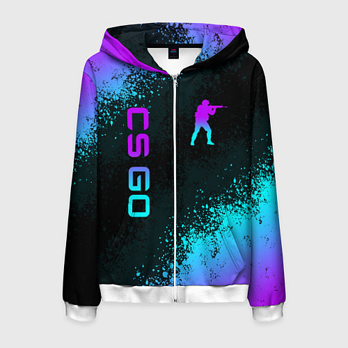 Мужская толстовка на молнии CS GO NEON SYMBOL STYLE SKIN КС ГО НЕОН / 3D-Белый – фото 1
