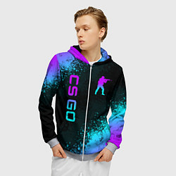 Толстовка 3D на молнии мужская CS GO NEON SYMBOL STYLE SKIN КС ГО НЕОН, цвет: 3D-меланж — фото 2