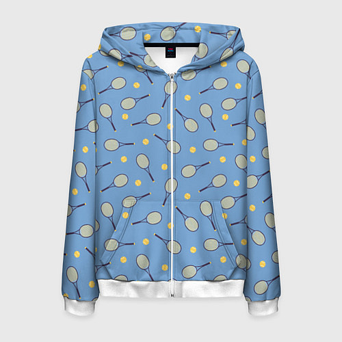 Мужская толстовка на молнии Большой теннис паттерн / 3D-Белый – фото 1