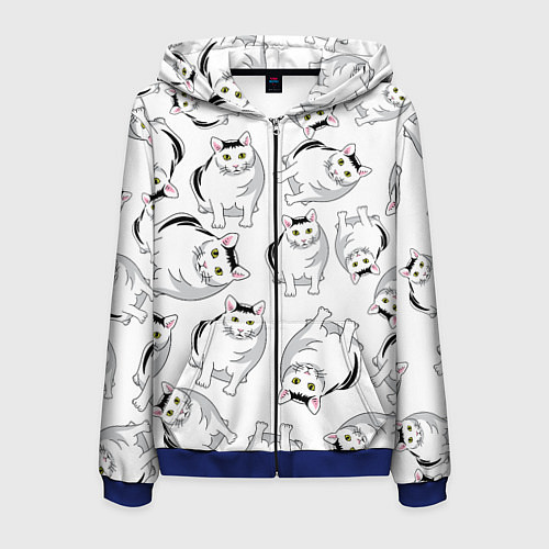 Мужская толстовка на молнии КОТИКИ МЕМ МЯУ / 3D-Синий – фото 1
