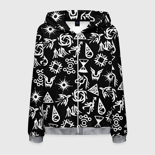 Мужская толстовка на молнии EXO BAND SYMBOL PATTERN WHITE K-POP / 3D-Меланж – фото 1