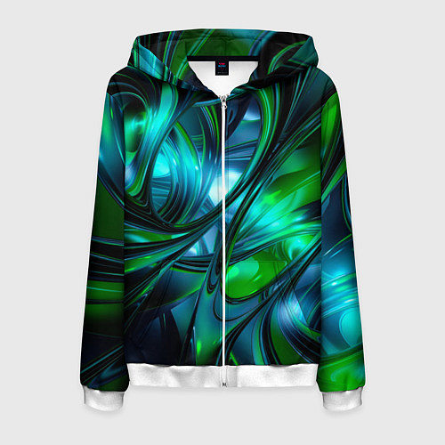 Мужская толстовка на молнии Изумрудное настроение / 3D-Белый – фото 1