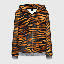 Толстовка 3D на молнии мужская В шкуре тигра, цвет: 3D-меланж
