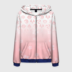 Толстовка 3D на молнии мужская ГЕНШИН ИМПАКТ ЯПОНИЯ САКУРА ЦВЕТОК, цвет: 3D-синий