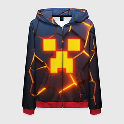 Толстовка 3D на молнии мужская ОГНЕННЫЙ КРИПЕР 3D ПЛИТЫ FIRE CREEPER, цвет: 3D-красный