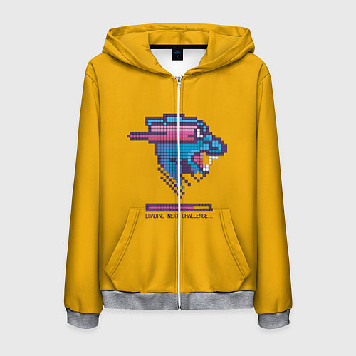 Мужская толстовка на молнии Mr Beast Pixel Art / 3D-Меланж – фото 1