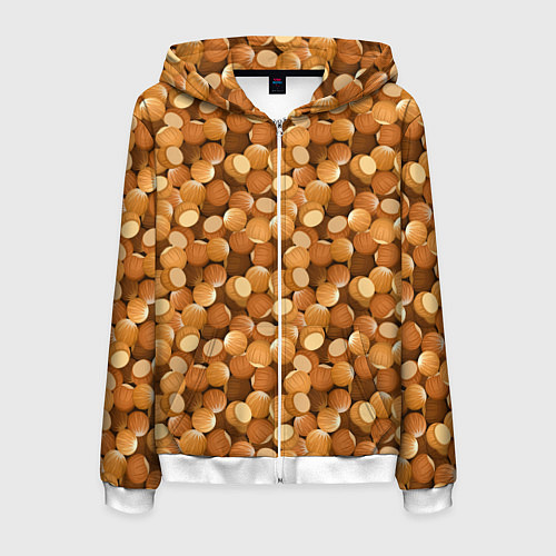 Мужская толстовка на молнии Орехи Фундук / 3D-Белый – фото 1