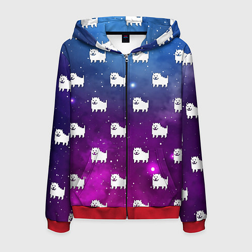 Мужская толстовка на молнии UNDERTALE DOGS PATTERN SPACE / 3D-Красный – фото 1