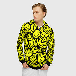 Толстовка 3D на молнии мужская The Смайлики, цвет: 3D-черный — фото 2