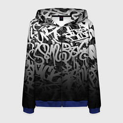 Толстовка 3D на молнии мужская GRAFFITI WHITE TAGS ГРАФФИТИ, цвет: 3D-синий