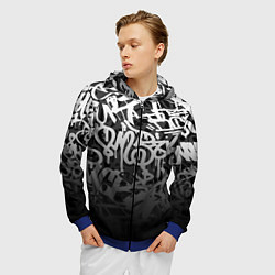 Толстовка 3D на молнии мужская GRAFFITI WHITE TAGS ГРАФФИТИ, цвет: 3D-синий — фото 2