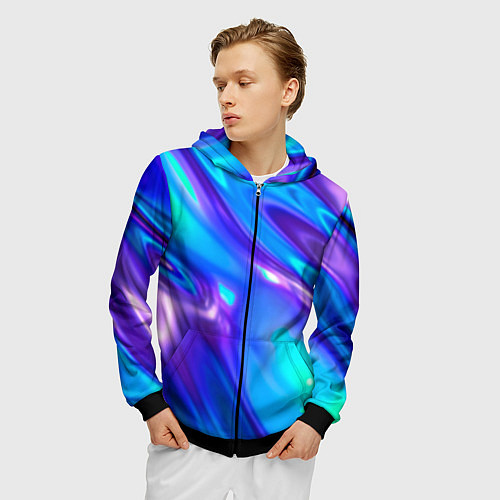 Мужская толстовка на молнии Neon Holographic / 3D-Черный – фото 3