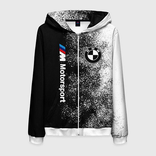 Мужская толстовка на молнии БМВ Черно-белый логотип / 3D-Белый – фото 1