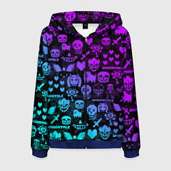 Толстовка 3D на молнии мужская UNDERTALE NEON PATTERN УЗОР, цвет: 3D-синий
