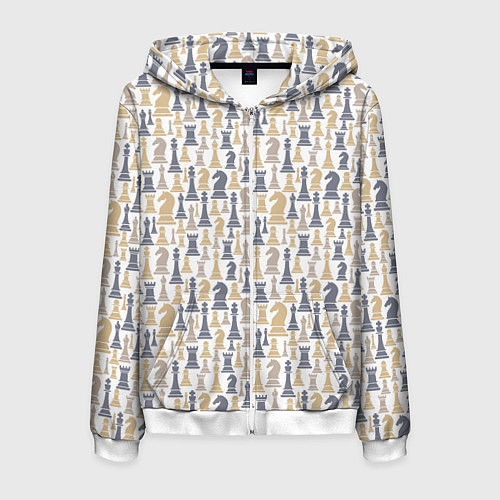 Мужская толстовка на молнии Шахматы фигуры / 3D-Белый – фото 1