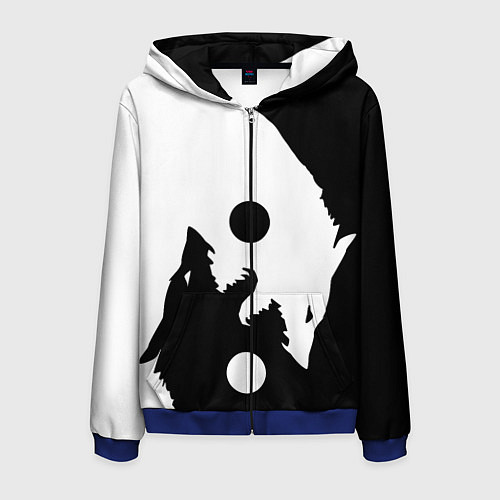 Мужская толстовка на молнии Волки Инь и Янь Добро и Зло / 3D-Синий – фото 1