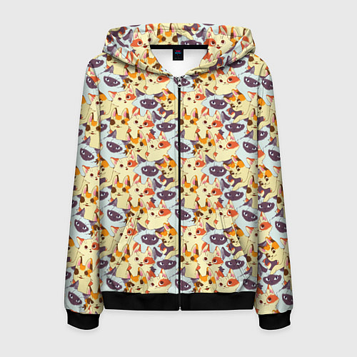 Мужская толстовка на молнии Kittеns / 3D-Черный – фото 1