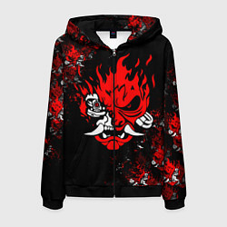 Толстовка 3D на молнии мужская SAMURAI CYBERPUNK 2077 LOGO, цвет: 3D-черный