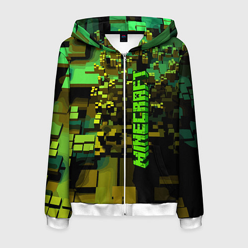Мужская толстовка на молнии Minecraft, pattern 2022 / 3D-Белый – фото 1