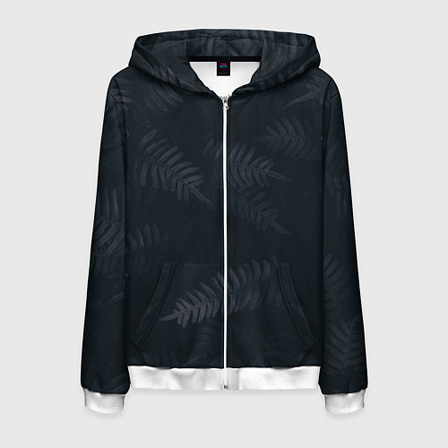 Мужская толстовка на молнии Влажный Папоротник / 3D-Белый – фото 1