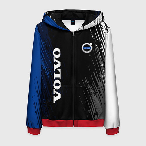 Мужская толстовка на молнии Volvo марка автомобиля / 3D-Красный – фото 1