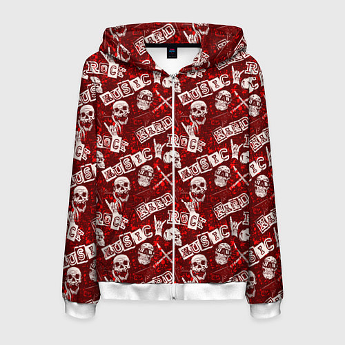 Мужская толстовка на молнии Хард Рок HARD-ROCK / 3D-Белый – фото 1