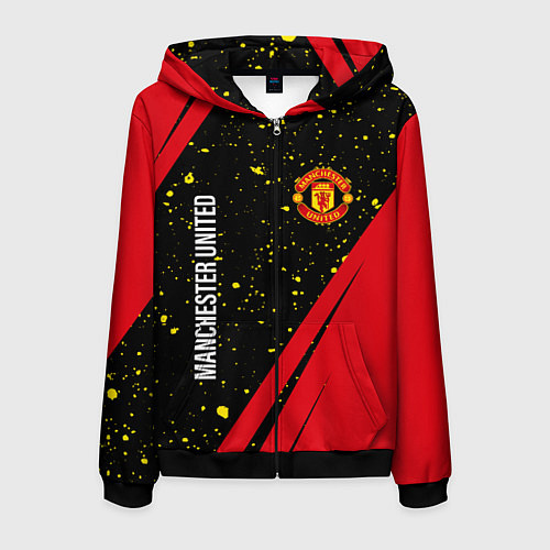 Мужская толстовка на молнии МАНЧЕСТЕР ЮНАЙТЕД Абстракция / 3D-Черный – фото 1