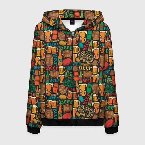 Мужская толстовка на молнии Пиво Beer / 3D-Черный – фото 1