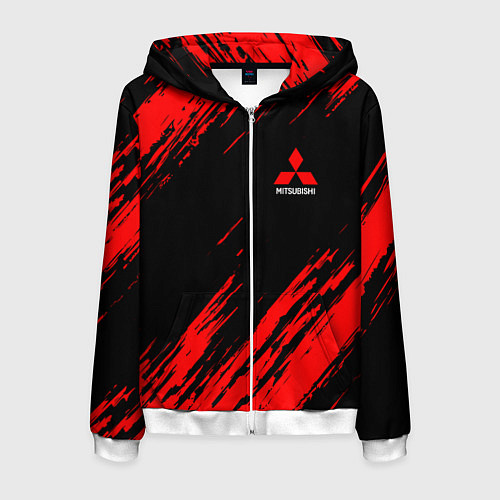 Мужская толстовка на молнии Mitsubishi Texture Red / 3D-Белый – фото 1