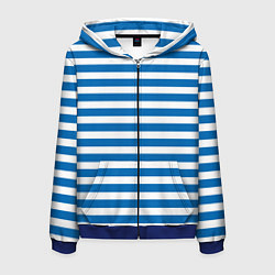 Толстовка 3D на молнии мужская ТЕЛЬНЯШКА ВДВ В ПОЛОСКУ, цвет: 3D-синий