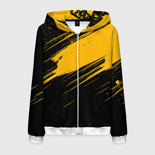 Мужская толстовка на молнии Black and yellow grunge / 3D-Белый – фото 1