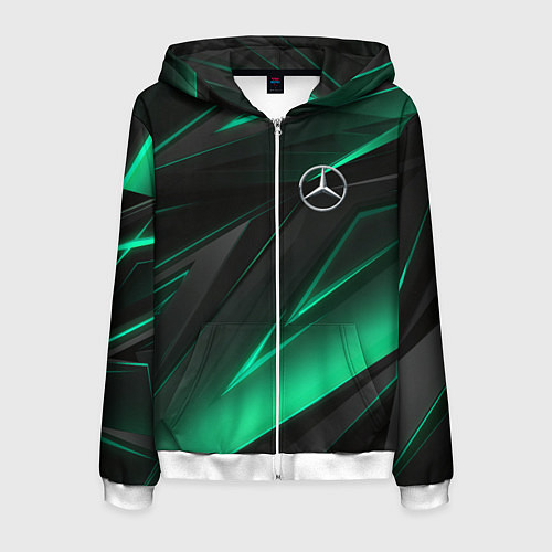 Мужская толстовка на молнии MERCEDES-BENZ AMG NEON STRIPES PETRONAS / 3D-Белый – фото 1