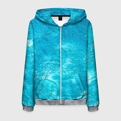 Толстовка 3D на молнии мужская Голубой океан Голубая вода, цвет: 3D-меланж