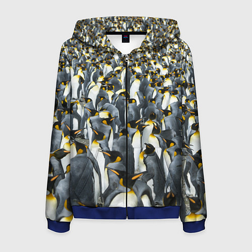 Мужская толстовка на молнии Пингвины Penguins / 3D-Синий – фото 1
