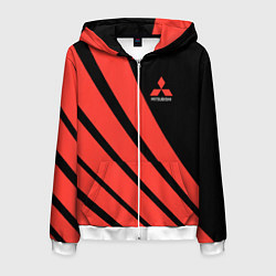 Толстовка 3D на молнии мужская Митсубиси Mitsubishi Спорт, цвет: 3D-белый