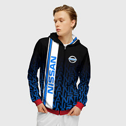 Толстовка 3D на молнии мужская Ниссан Паттерн, цвет: 3D-красный — фото 2