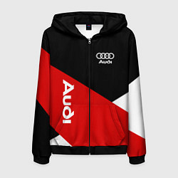 Толстовка 3D на молнии мужская Audi Ауди Черный Красный Белый, цвет: 3D-черный