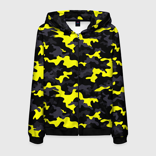 Мужская толстовка на молнии Black Camo / 3D-Черный – фото 1