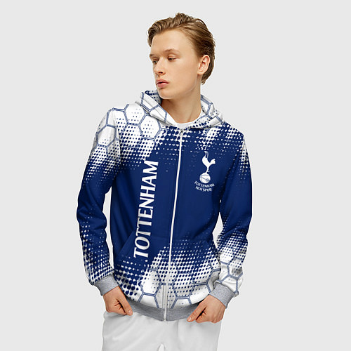 Мужская толстовка на молнии TOTTENHAM HOTSPUR Тоттенхэм / 3D-Меланж – фото 3