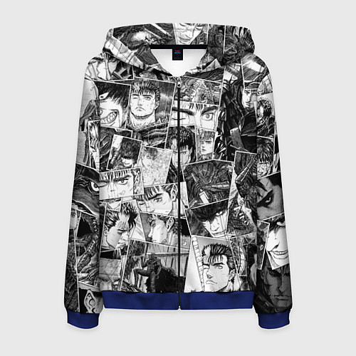 Мужская толстовка на молнии Berserk pattern / 3D-Синий – фото 1