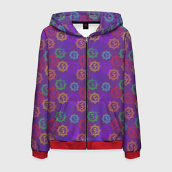 Толстовка 3D на молнии мужская Мантра ОМ - Аум, цвет: 3D-красный