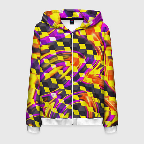 Мужская толстовка на молнии Черно-желтые кубы / 3D-Белый – фото 1