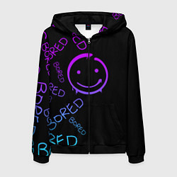Толстовка 3D на молнии мужская Neon Bored Half pattern, цвет: 3D-черный