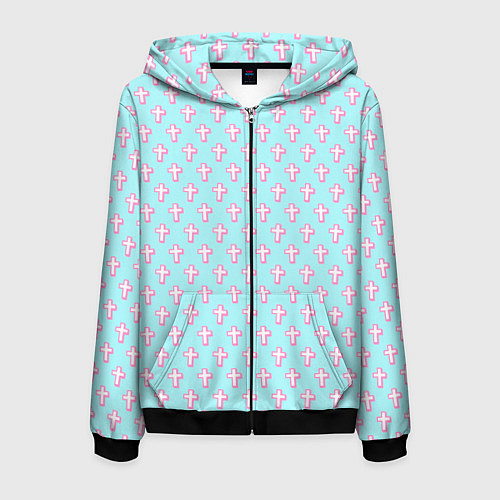 Мужская толстовка на молнии Кресты голубой фон / 3D-Черный – фото 1
