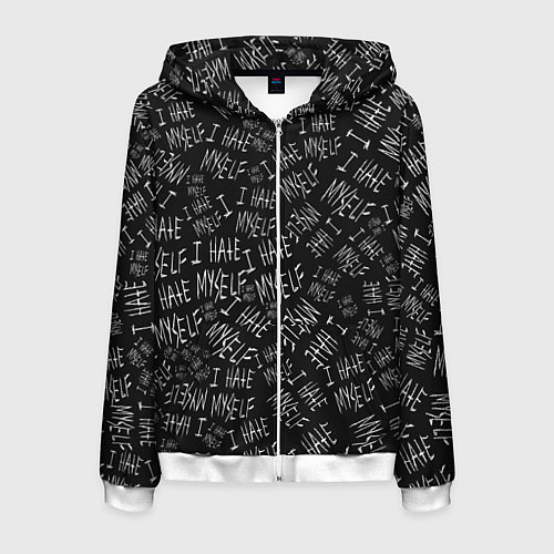 Мужская толстовка на молнии I Hate Myself Dead Inside / 3D-Белый – фото 1
