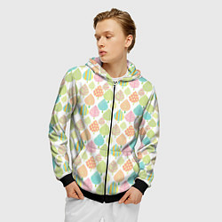 Толстовка 3D на молнии мужская Яркие деревья, цвет: 3D-черный — фото 2