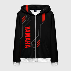 Толстовка 3D на молнии мужская YAMAHA - ТЕХНОЛОГИИ КРАСНЫЙ, цвет: 3D-белый