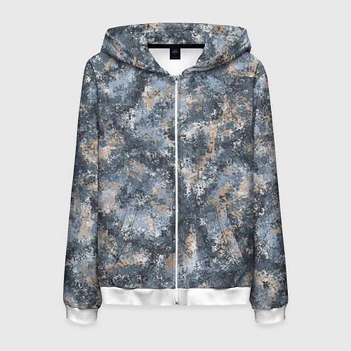 Мужская толстовка на молнии Камуфляж Паук Горы / 3D-Белый – фото 1