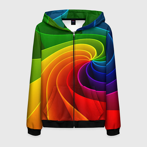 Мужская толстовка на молнии Спираль Модный узор 2023 Неон / 3D-Черный – фото 1